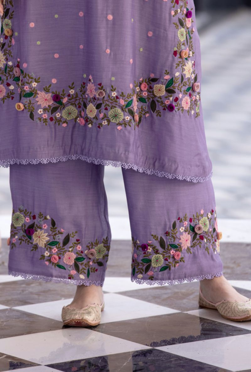 Lilac Orchid Heavy Long Sahiba Kurta Set