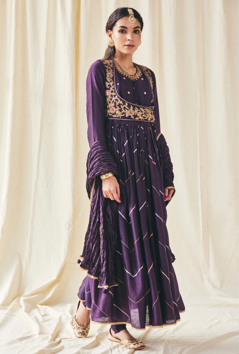 Purple Poshak Meera Anarkali Set