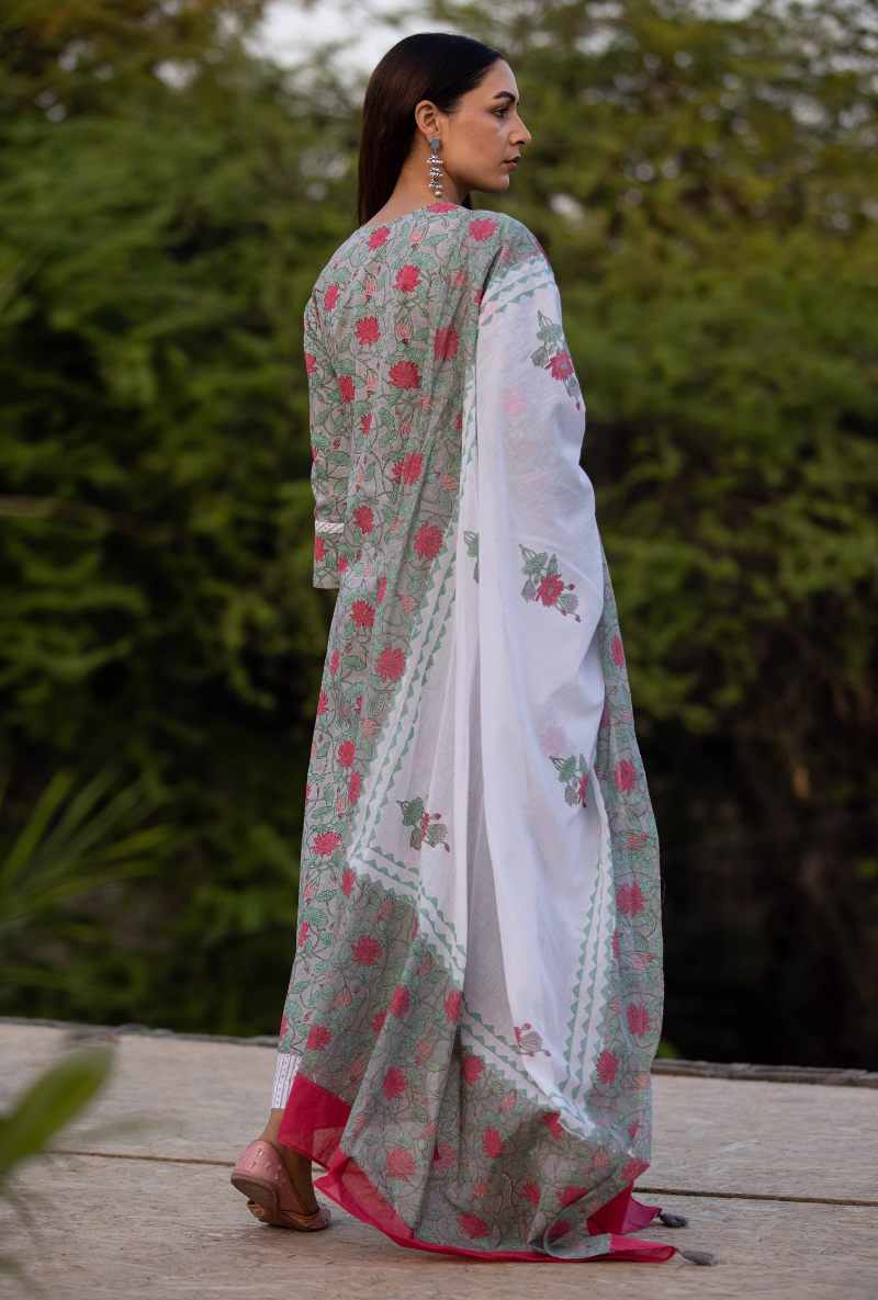 Grey Sequin Pankhuri Kurta Set