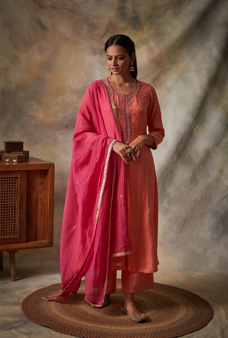 Coral A-line Mahi Kurta Set