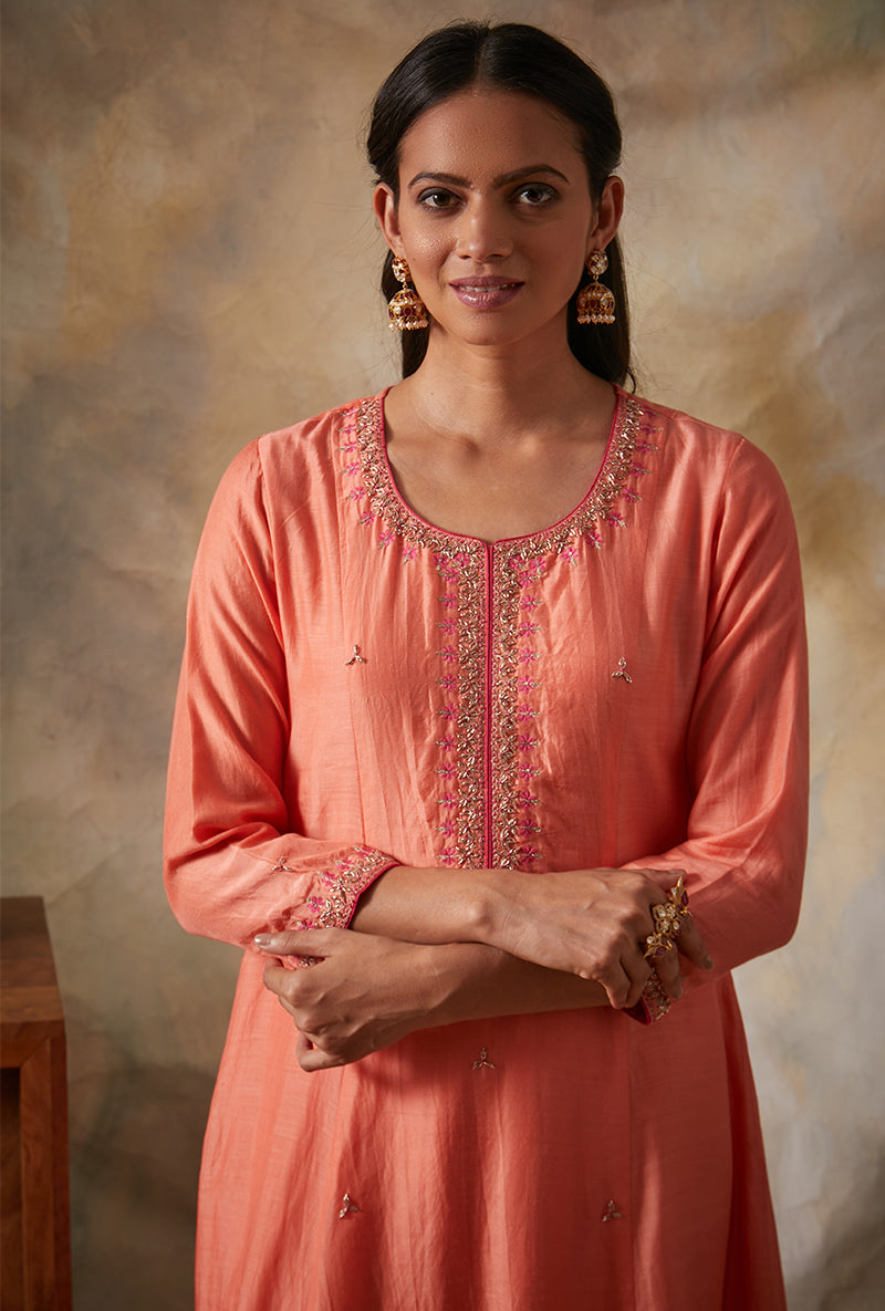 Coral A-line Mahi Kurta Set