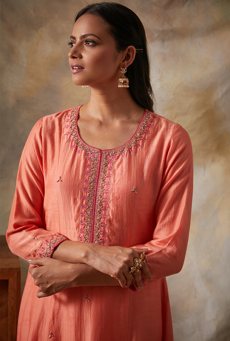 Coral A-line Mahi Kurta Set