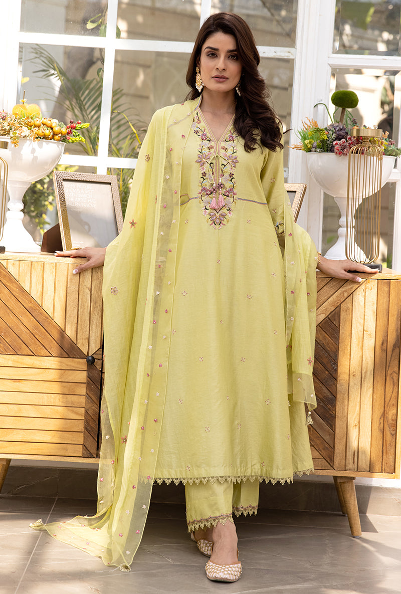 Green Floral Hoop Suhaani Kurta Set