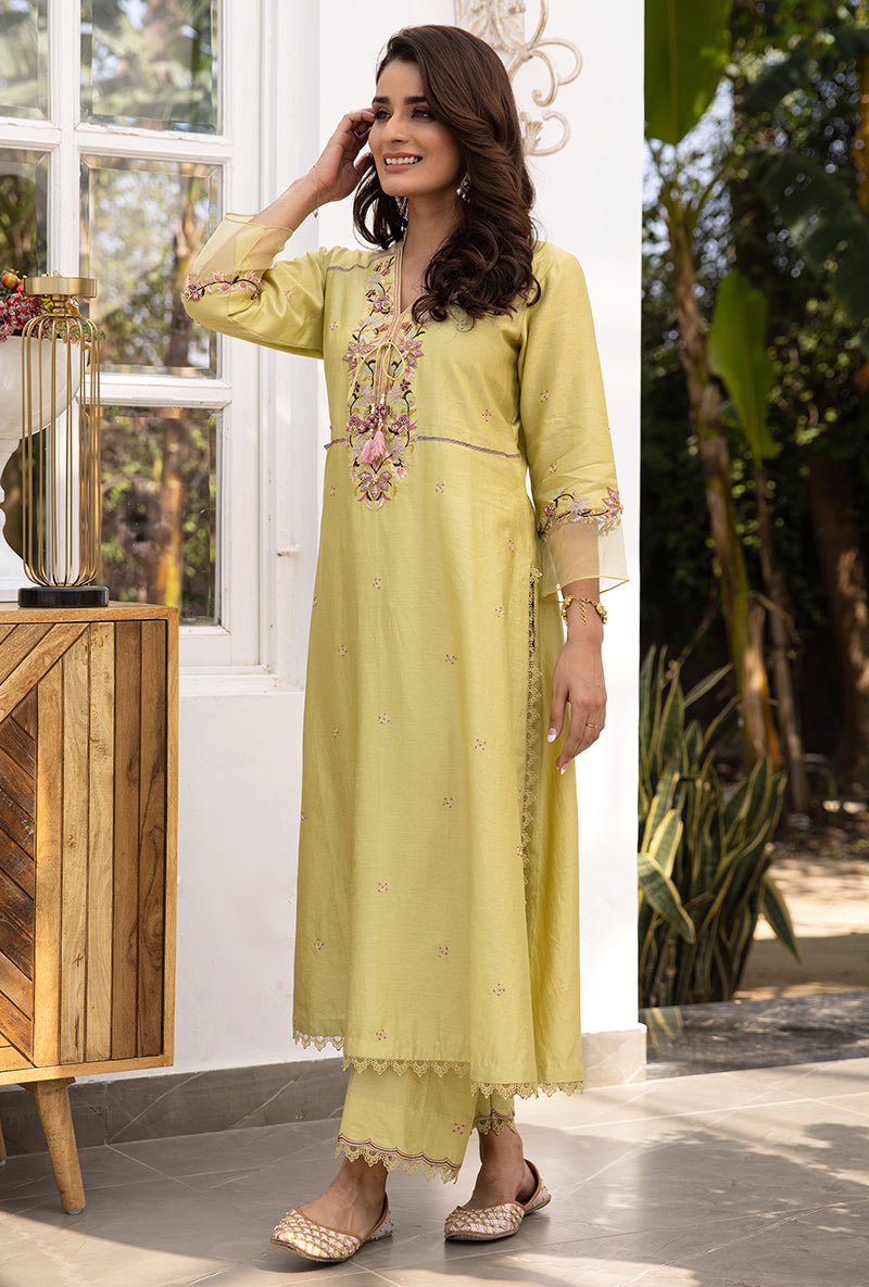Green Floral Hoop Suhaani Kurta Set