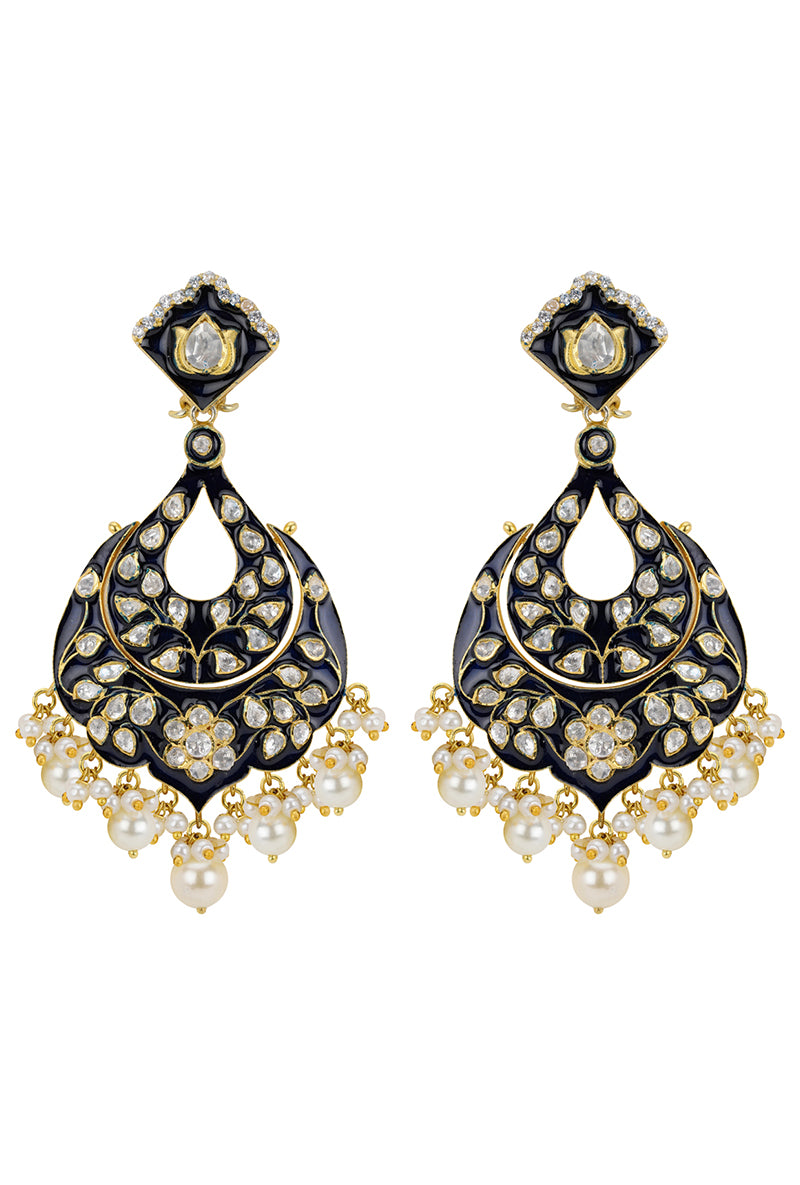 Buy Silver Plated Embellished Vert Curve Tear Drop Shaped Earrings by  Nayaab by Sonia Online at Aza Fashions.
