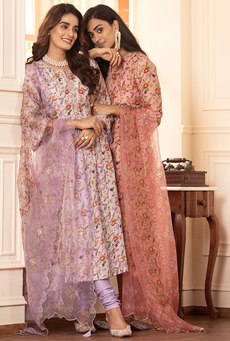 Lavender A-line Kiah Kurta Set