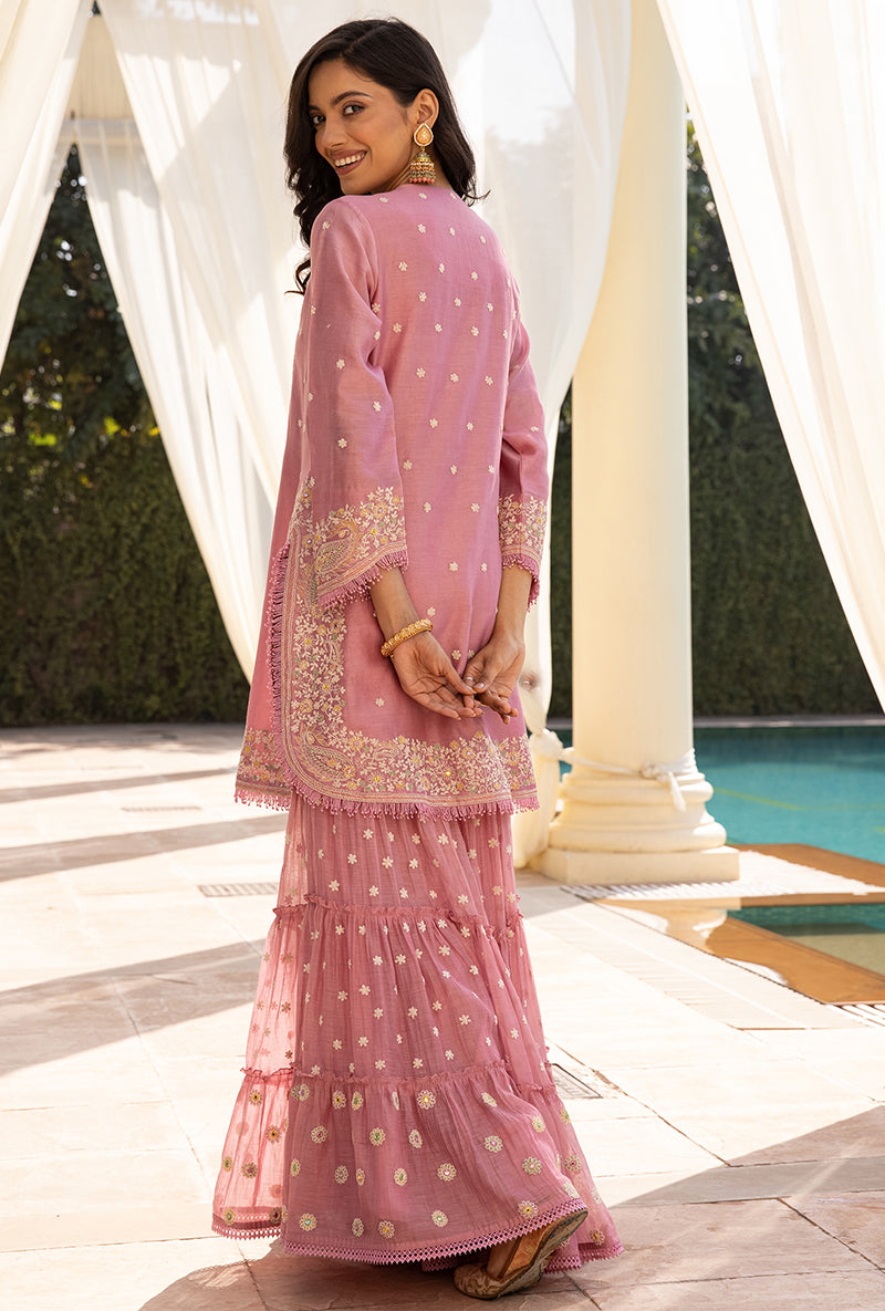Pink Dori Paisley Aafreen Gharara Set