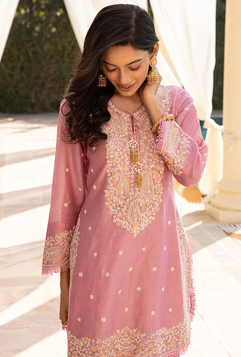 Pink Dori Paisley Aafreen Gharara Set