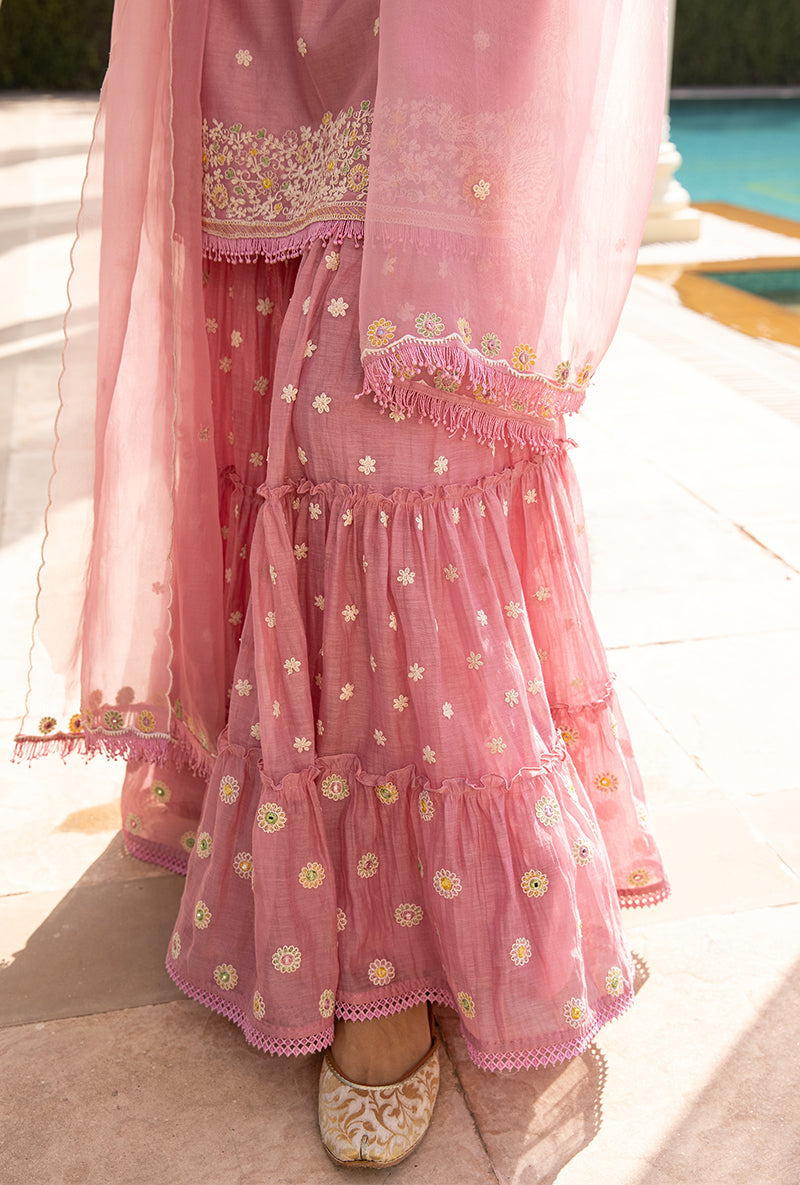 Pink Dori Paisley Aafreen Gharara Set