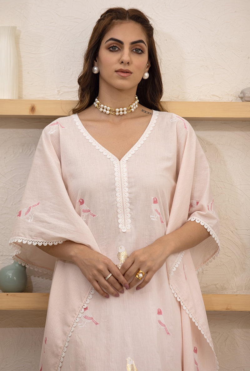 Pink Pihu Kaftan Set