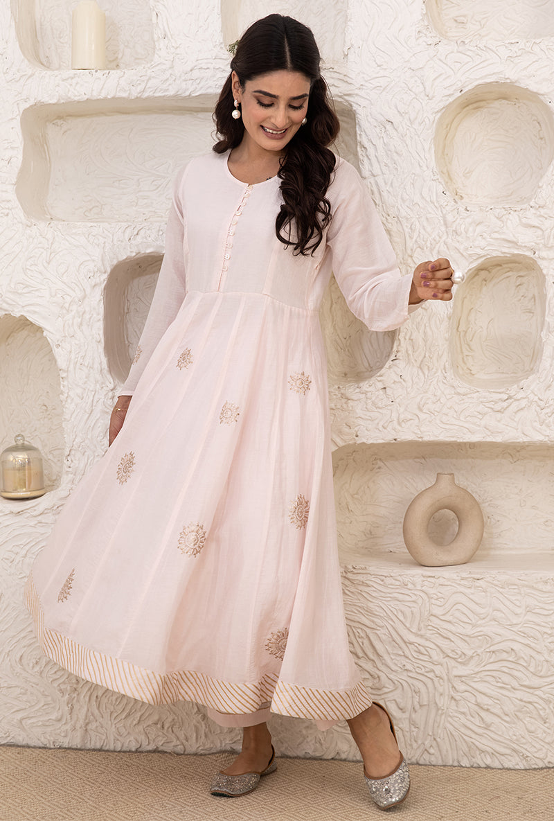 Powder Pink Kalidaar Tahira Kurta Set