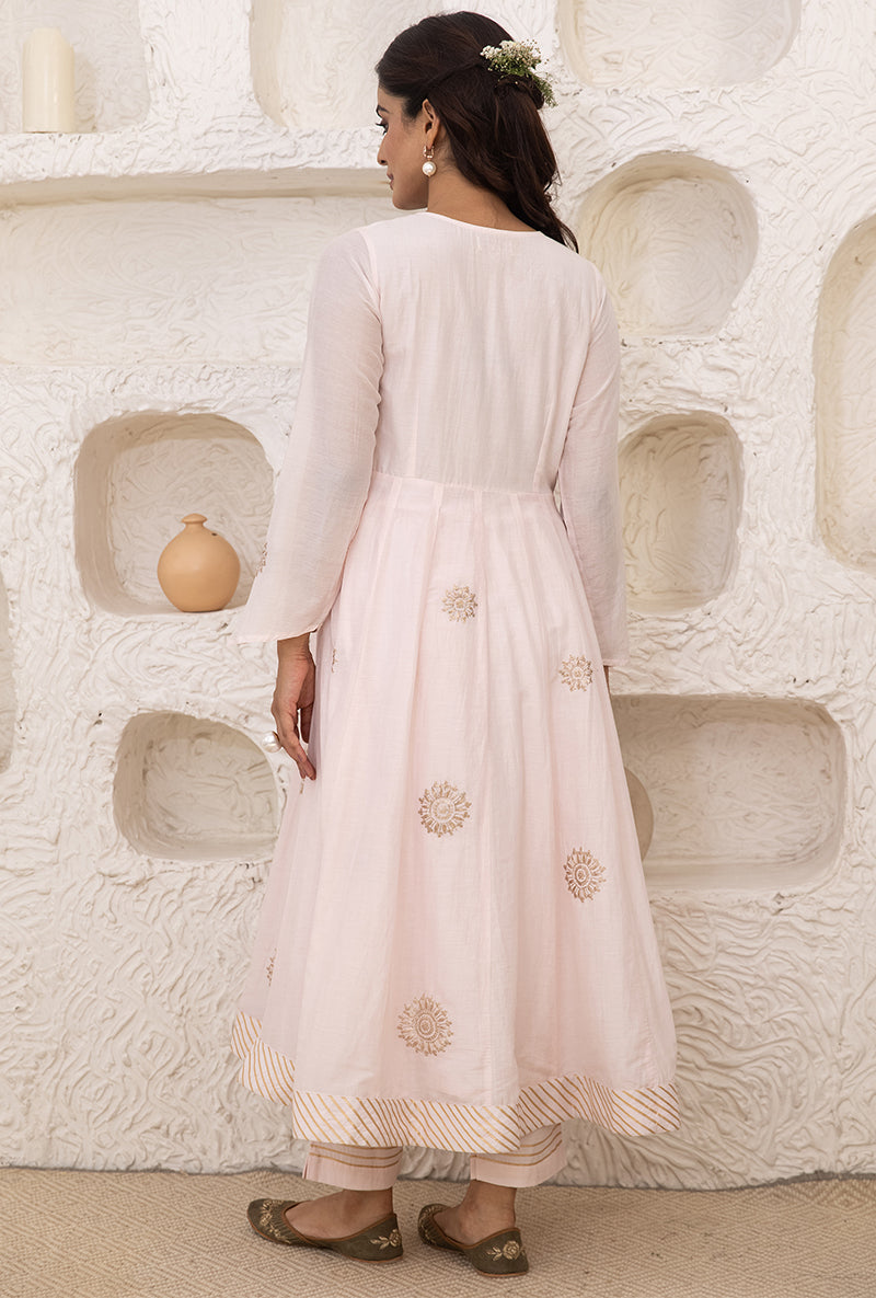 Powder Pink Kalidaar Tahira Kurta Set