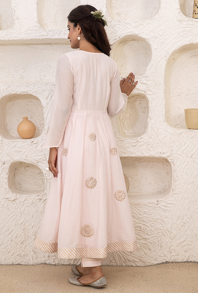 Powder Pink Kalidaar Tahira Kurta Set