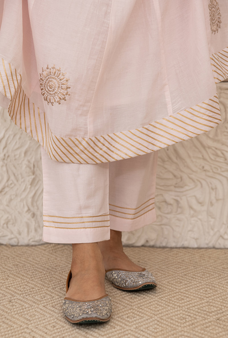 Powder Pink Kalidaar Tahira Kurta Set