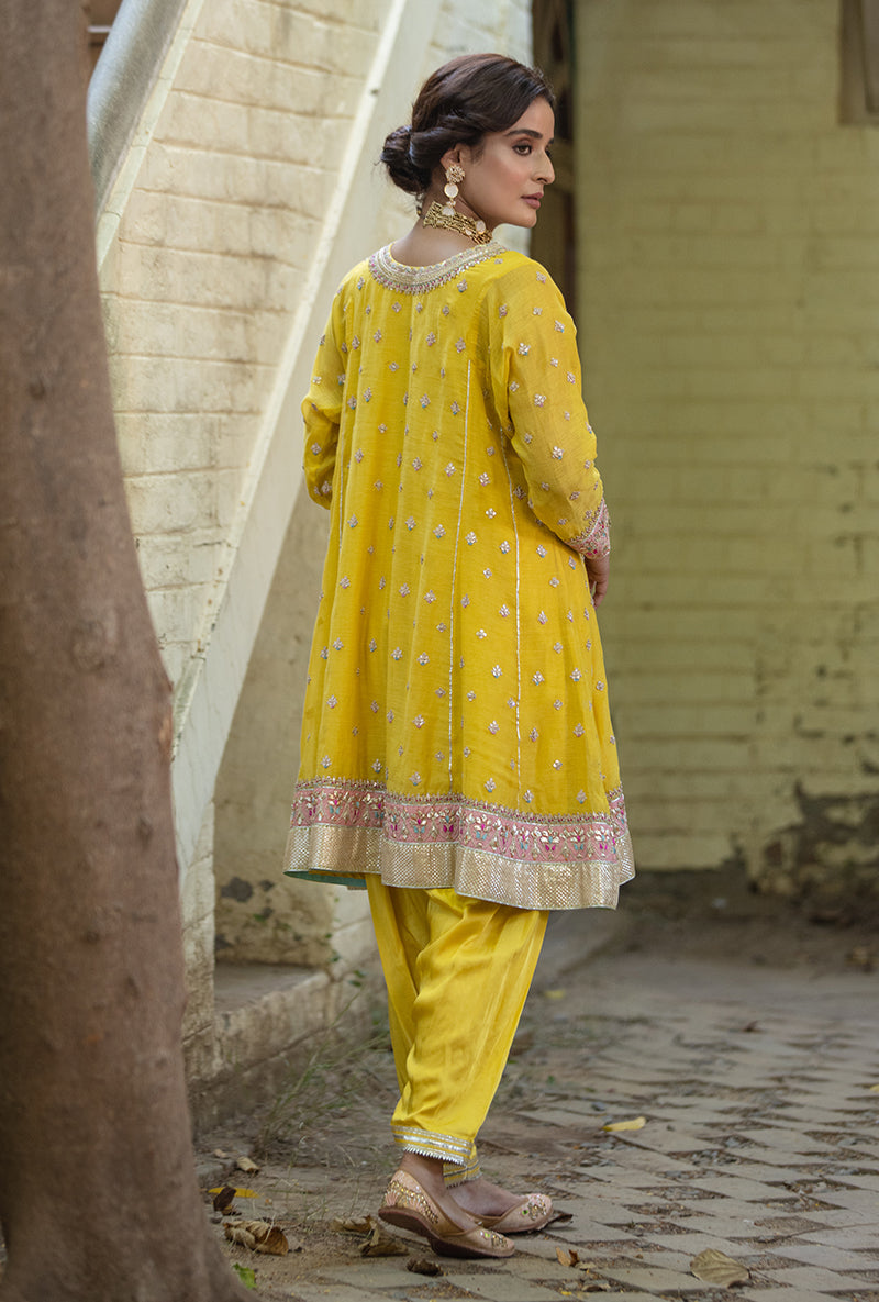 Yellow Gota Hasrat Anarkali Set