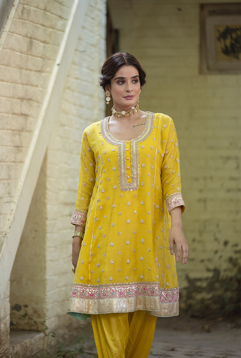 Yellow Gota Hasrat Anarkali Set