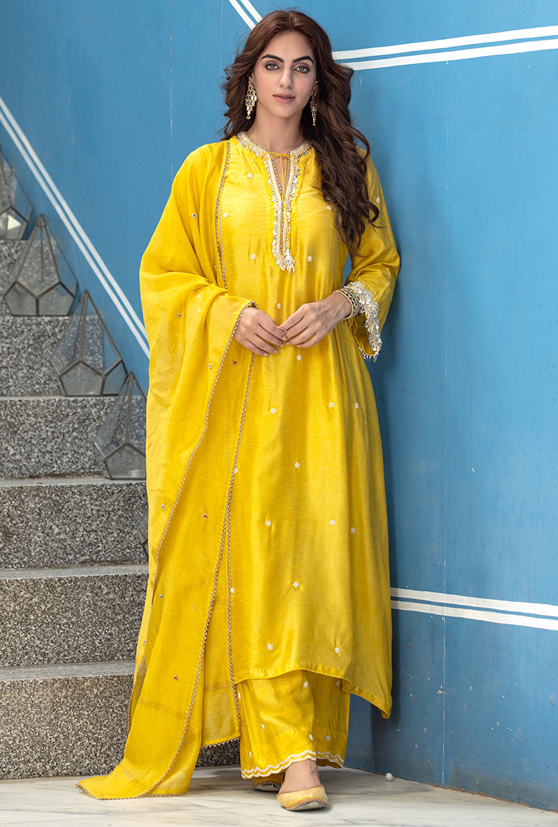 Yellow Heavy Sleeve Ameera Kurta Set
