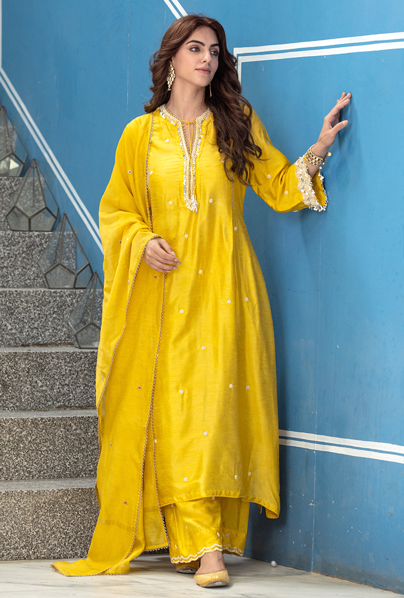 Yellow Heavy Sleeve Ameera Kurta Set
