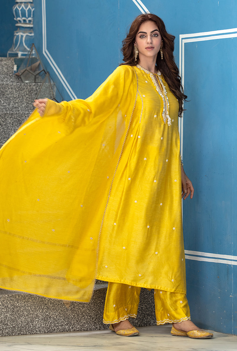 Yellow Heavy Sleeve Ameera Kurta Set