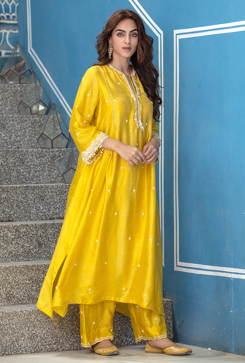 Yellow Heavy Sleeve Ameera Kurta Set