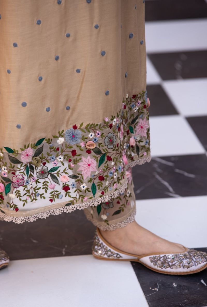 Beige Orchid Long Sahiba Kurta Set