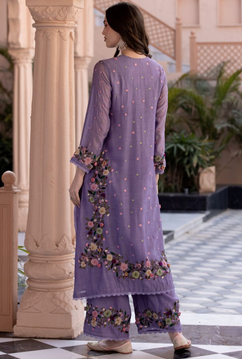 Lilac Orchid Heavy Long Sahiba Kurta Set