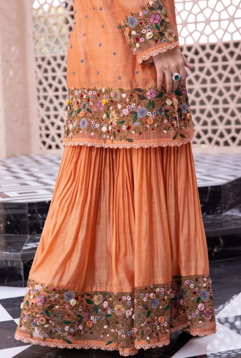 Peach Orchid Sahiba Gharara Set