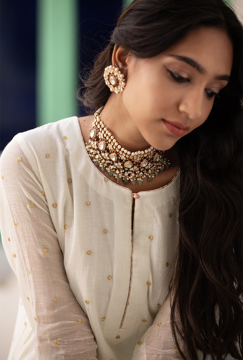 Ivory Multi Applique Mastaani Kurta Set