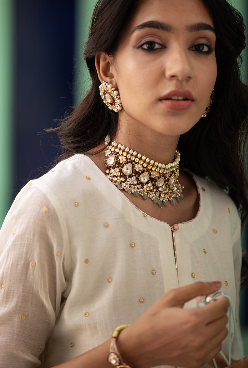 Ivory Multi Applique Mastaani Kurta Set