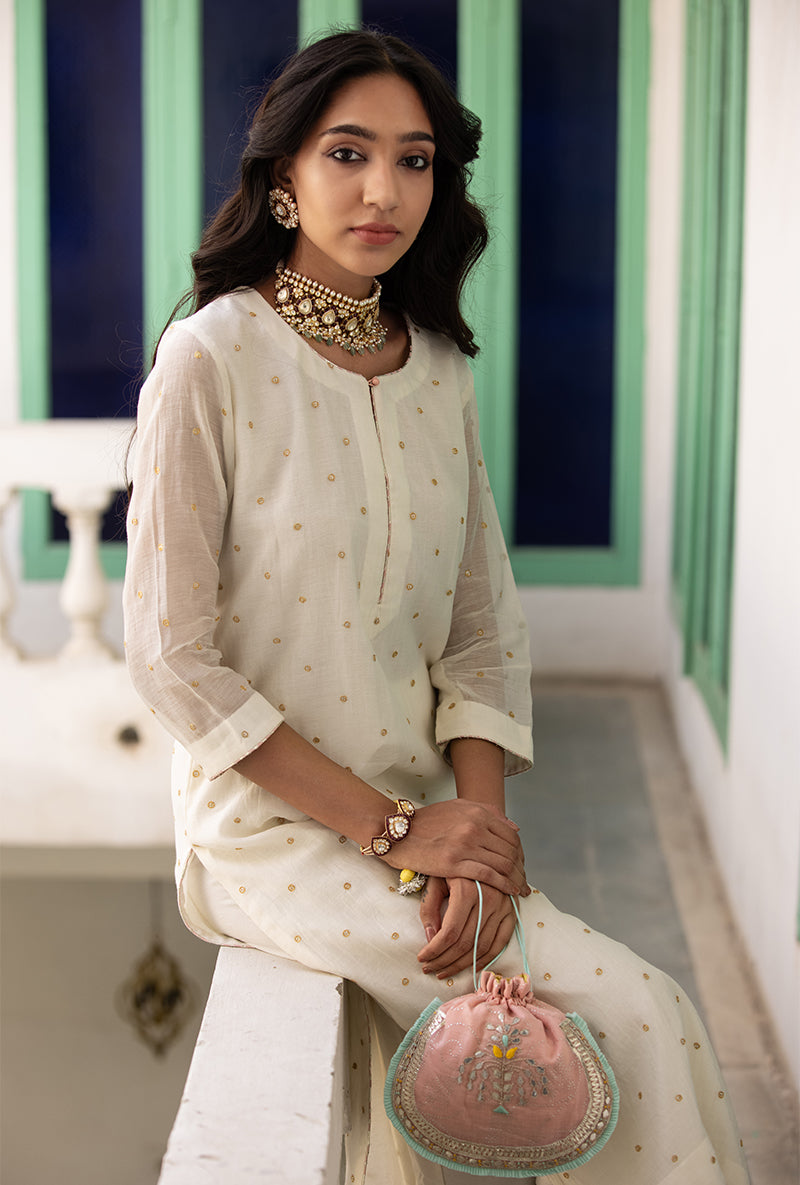 Ivory Multi Applique Mastaani Kurta Set