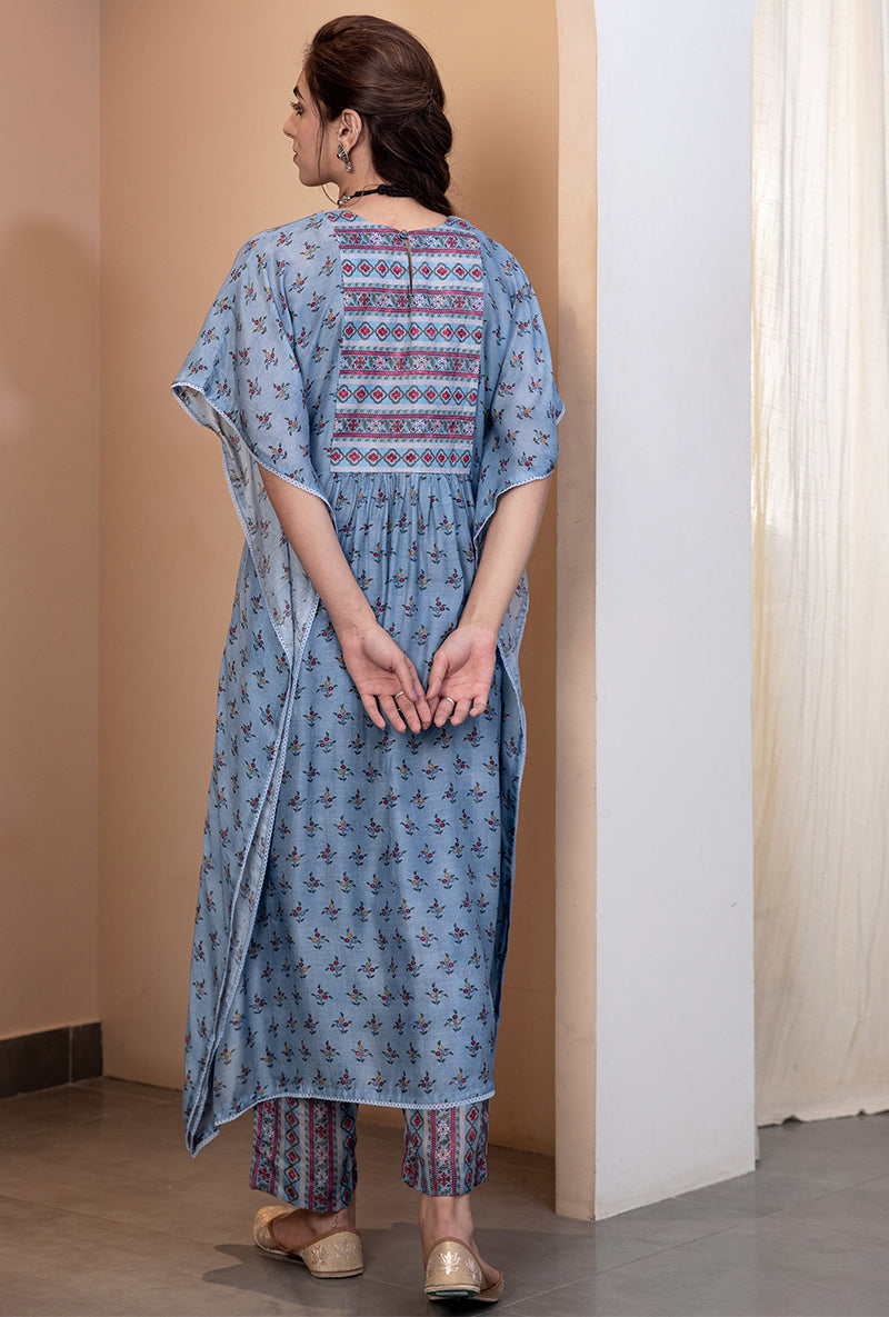 Blue Thread And Mirror Kaftan Sarah Tunic Set