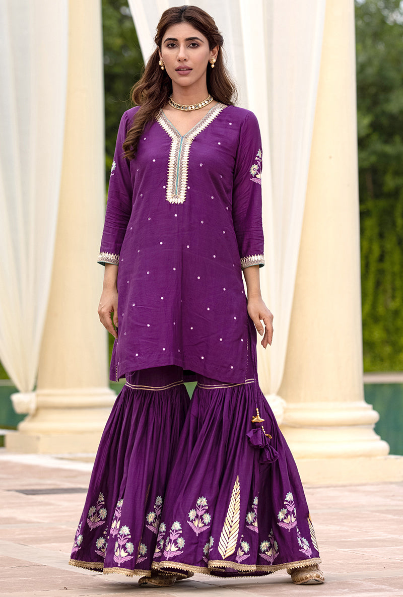Purple Haseena Gharara Set