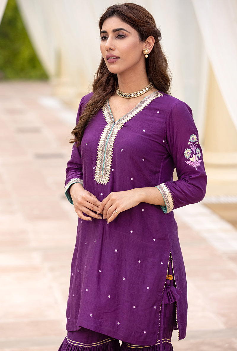 Purple Haseena Gharara Set