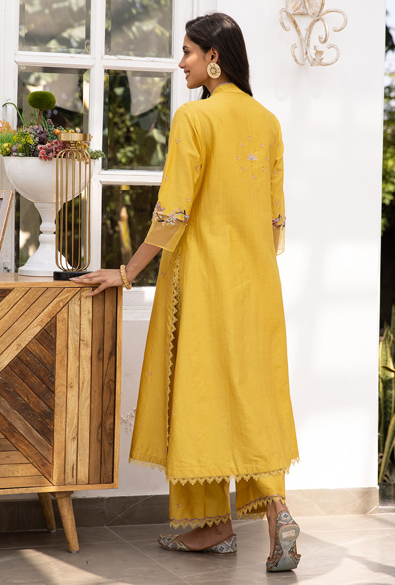 Yellow Floral Hoop Suhaani Kurta Set