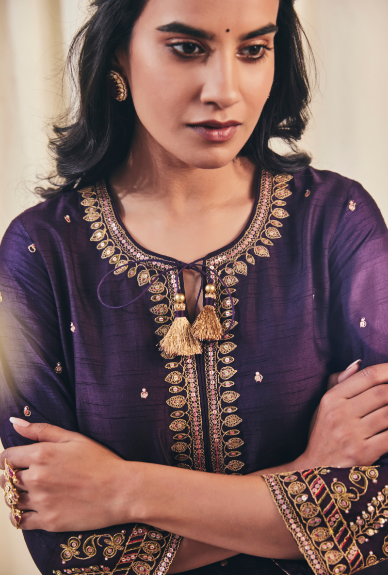 Deep Purple Noor Farshi Meera Kurta Set