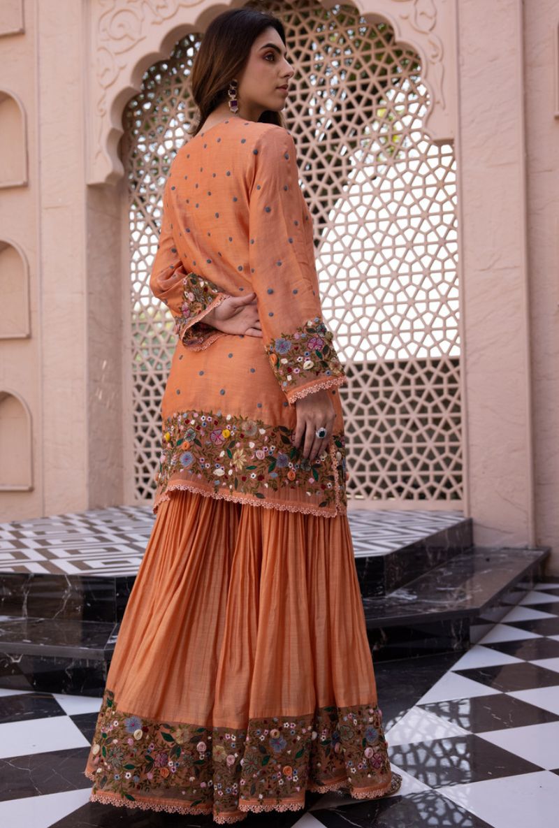 Peach Orchid Sahiba Gharara Set