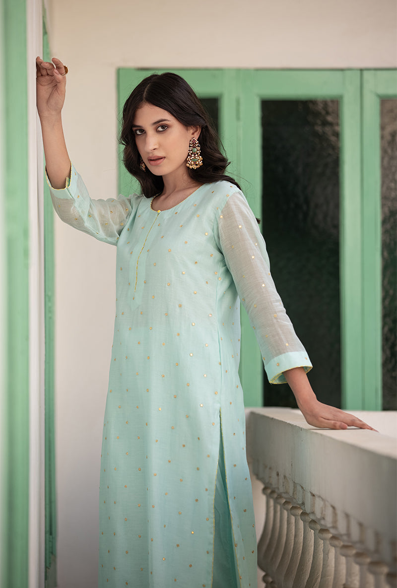 Aqua Multi Applique Mastaani Kurta Set
