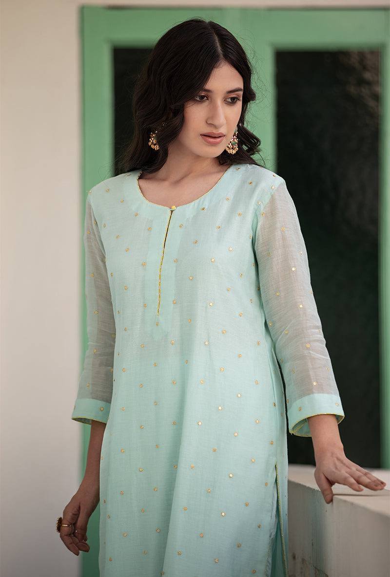 Aqua Multi Applique Mastaani Kurta Set