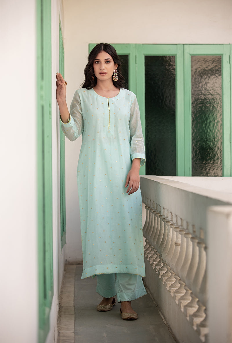 Aqua Multi Applique Mastaani Kurta Set