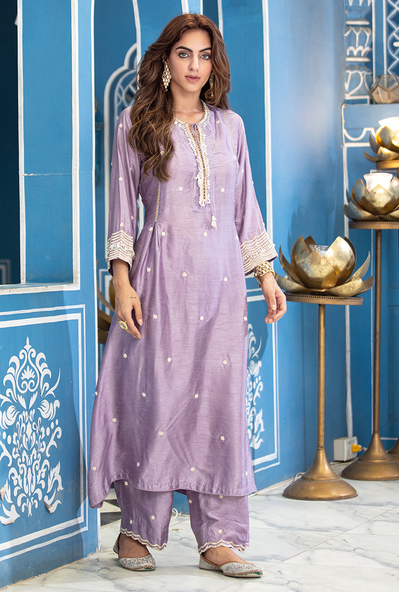 Lavender Single Scallop Ameera Kurta Set