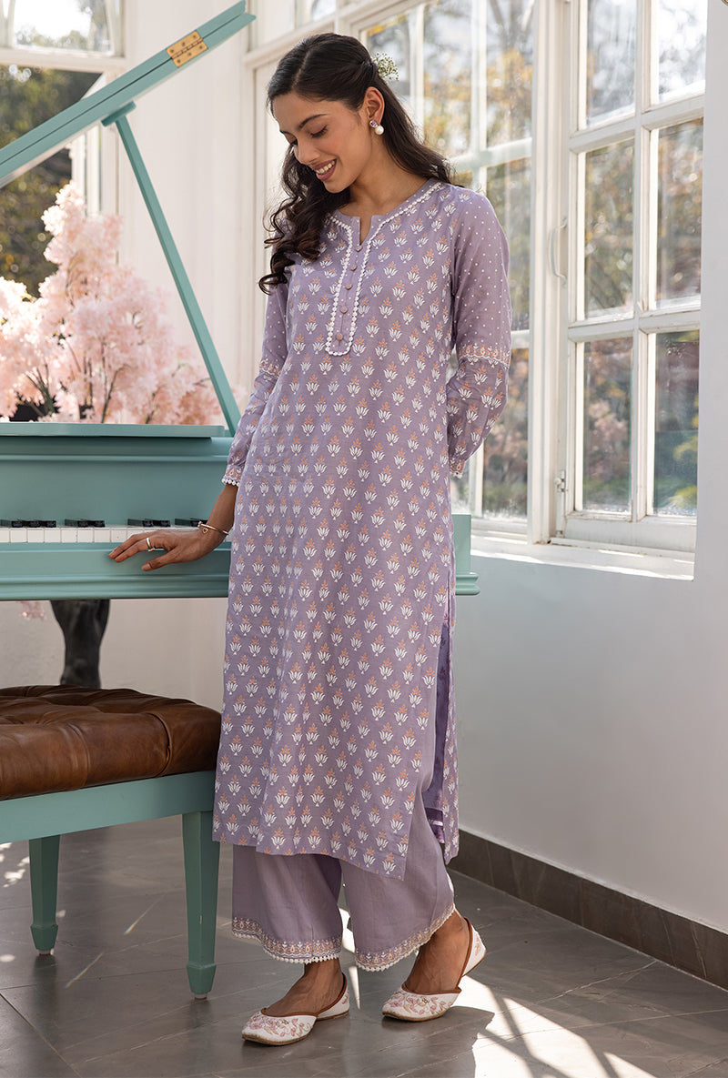 Lavender Straight Aisha Kurta Set