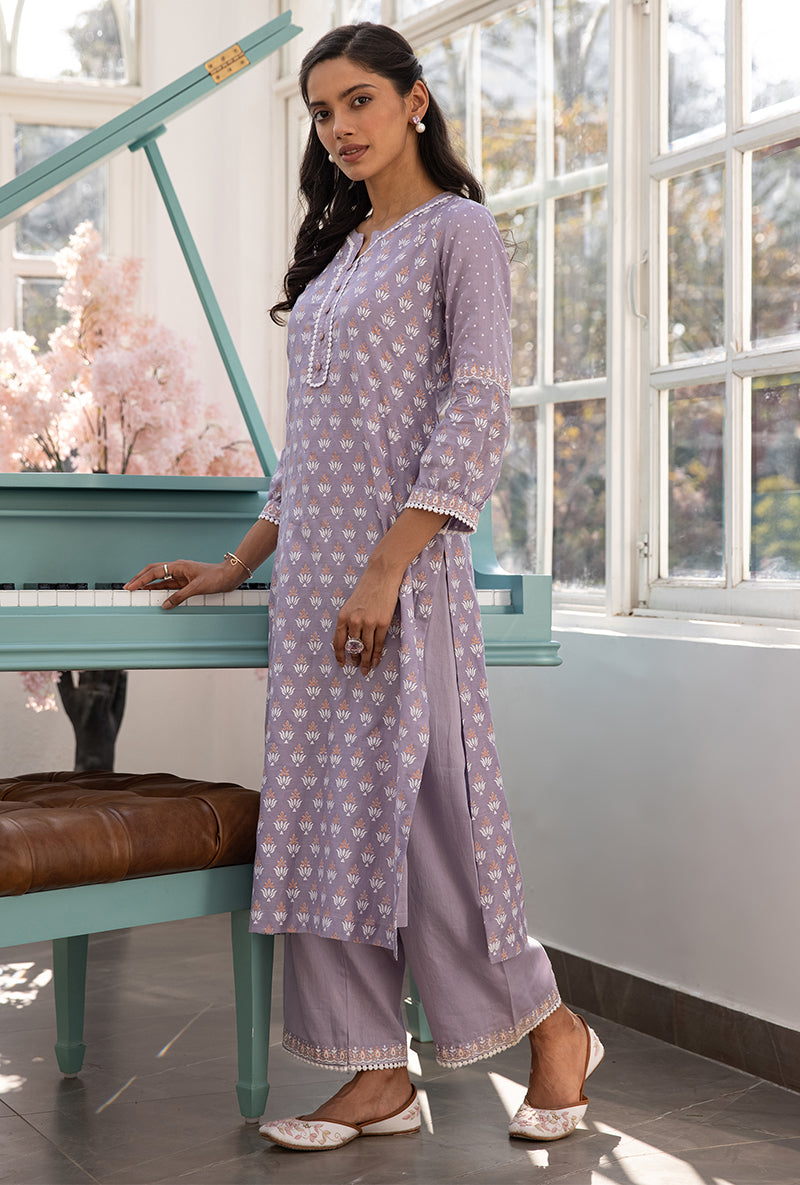 Lavender Straight Aisha Kurta Set