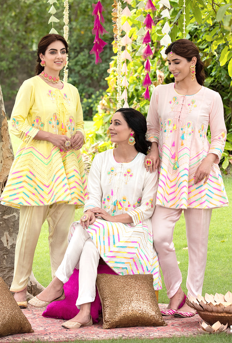 Yellow Chevron Pariza Dhoti Set