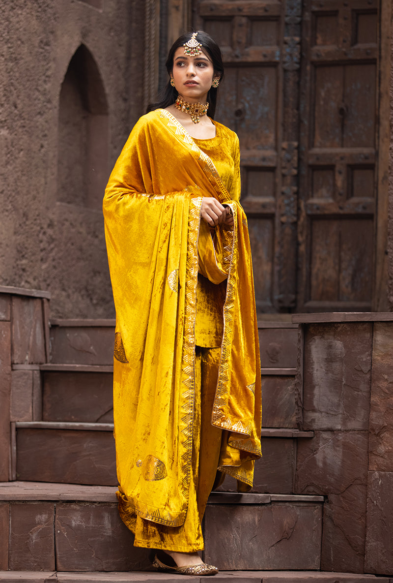 Mustard Ruhaani Sharara Set