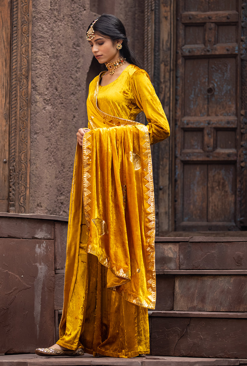 Mustard Ruhaani Sharara Set