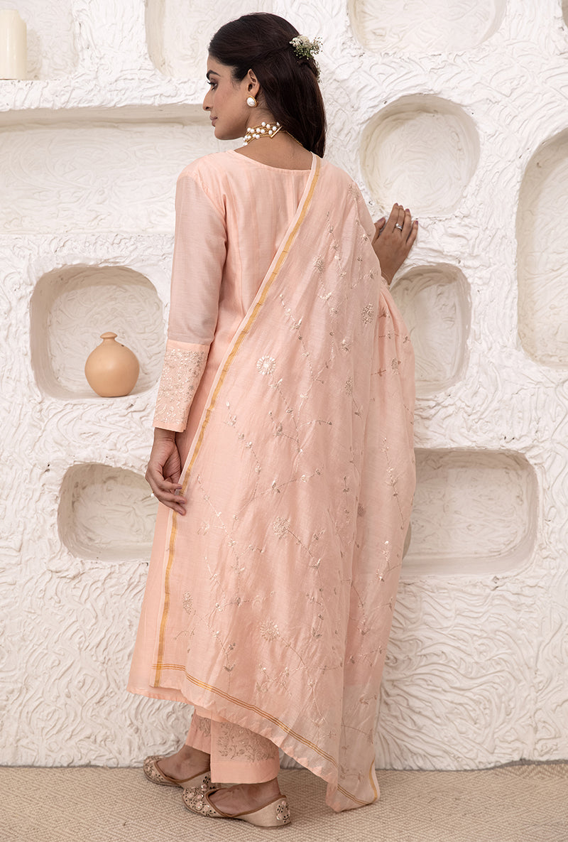 Pastel Peach Kalidaar Tahira Kurta Set