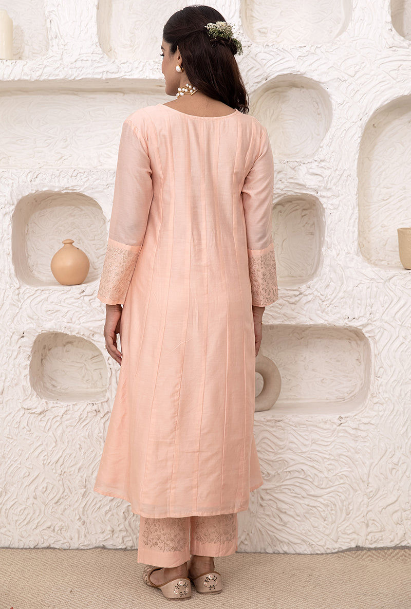 Pastel Peach Kalidaar Tahira Kurta Set