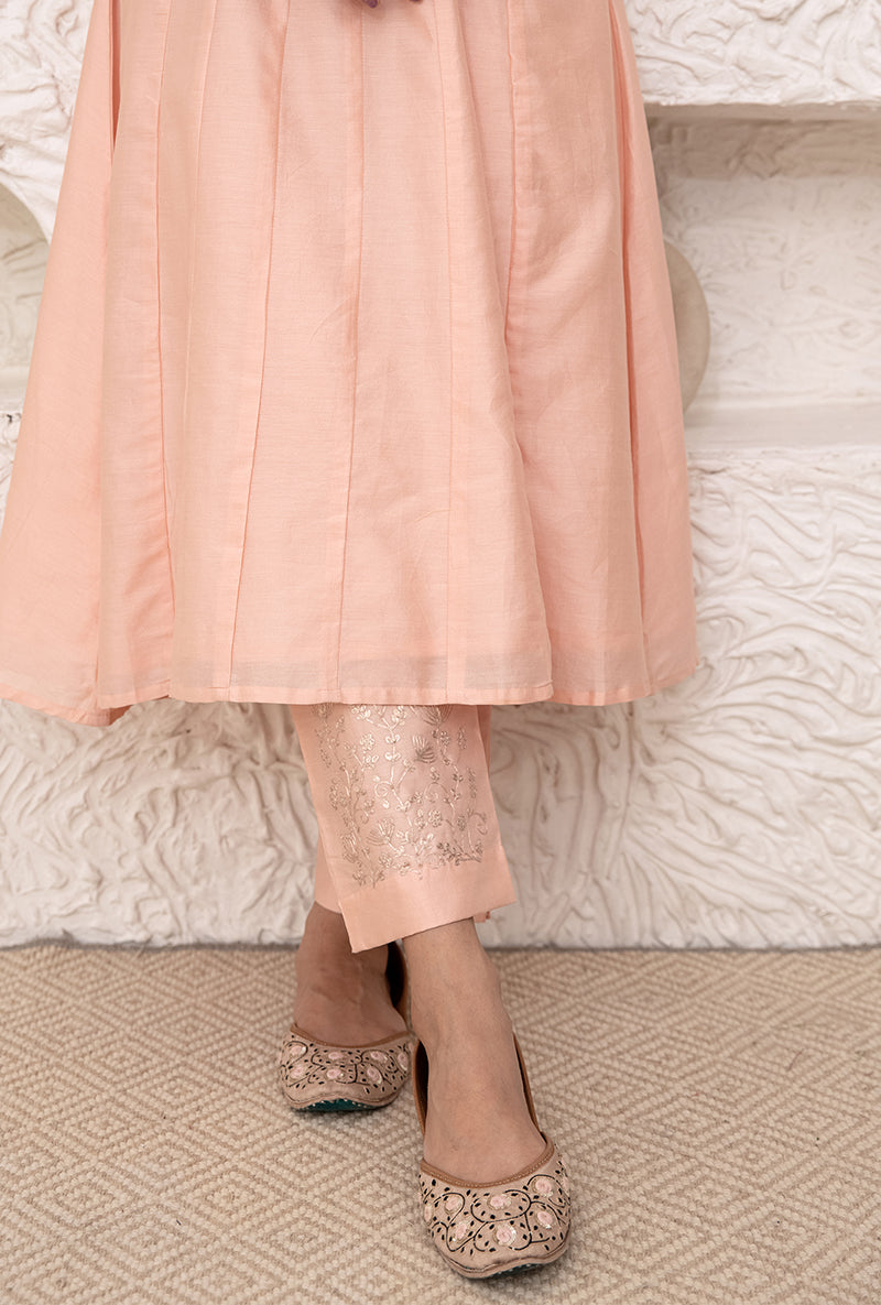 Pastel Peach Kalidaar Tahira Kurta Set