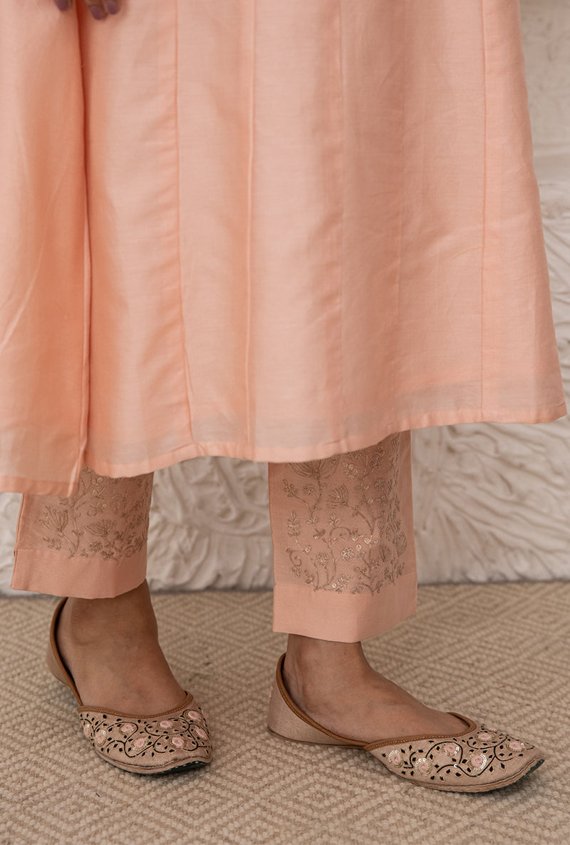 Pastel Peach Kalidaar Tahira Kurta Set