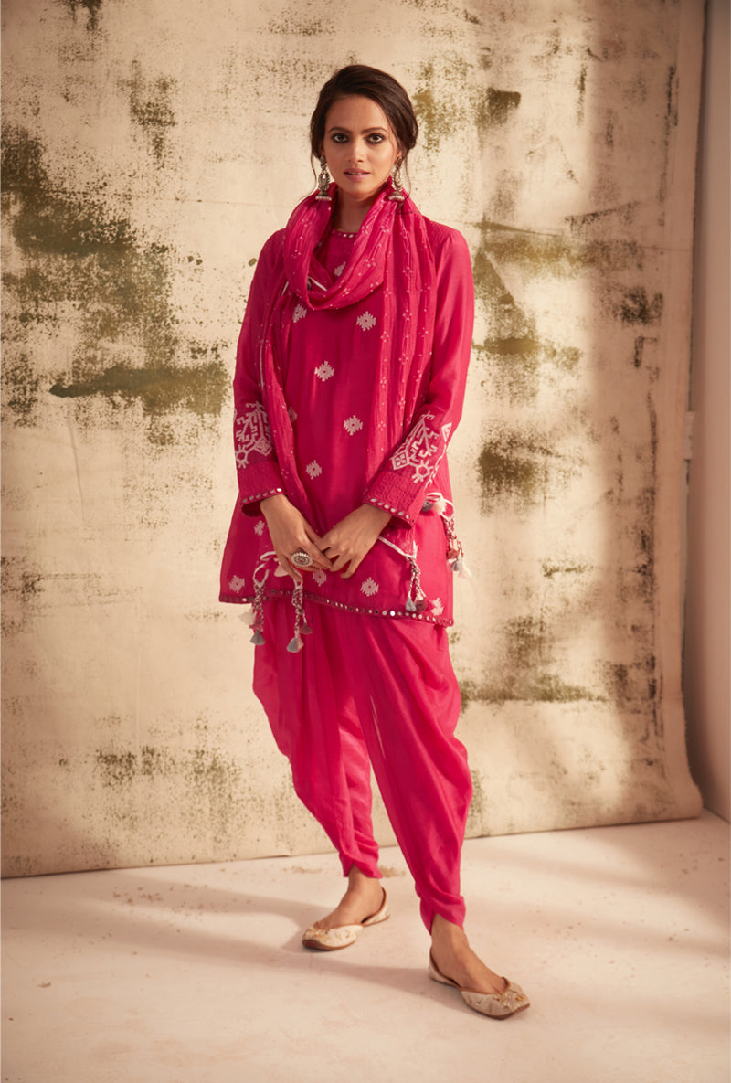 Rani Pink Inaya Dhoti Set